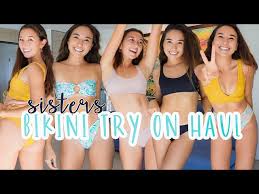 BIKINI TRY ON HAUL! (SISTERS TRY ON SWIMSUITS!) - YouTube
