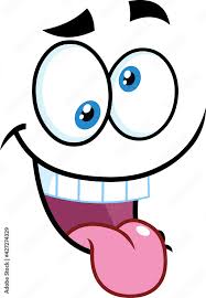 Crazy Cartoon Funny Face With Smiling Expression. Vector ...