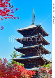 京都 仁和寺の五重塔と美しい紅葉の写真素材 [72981587] - PIXTA